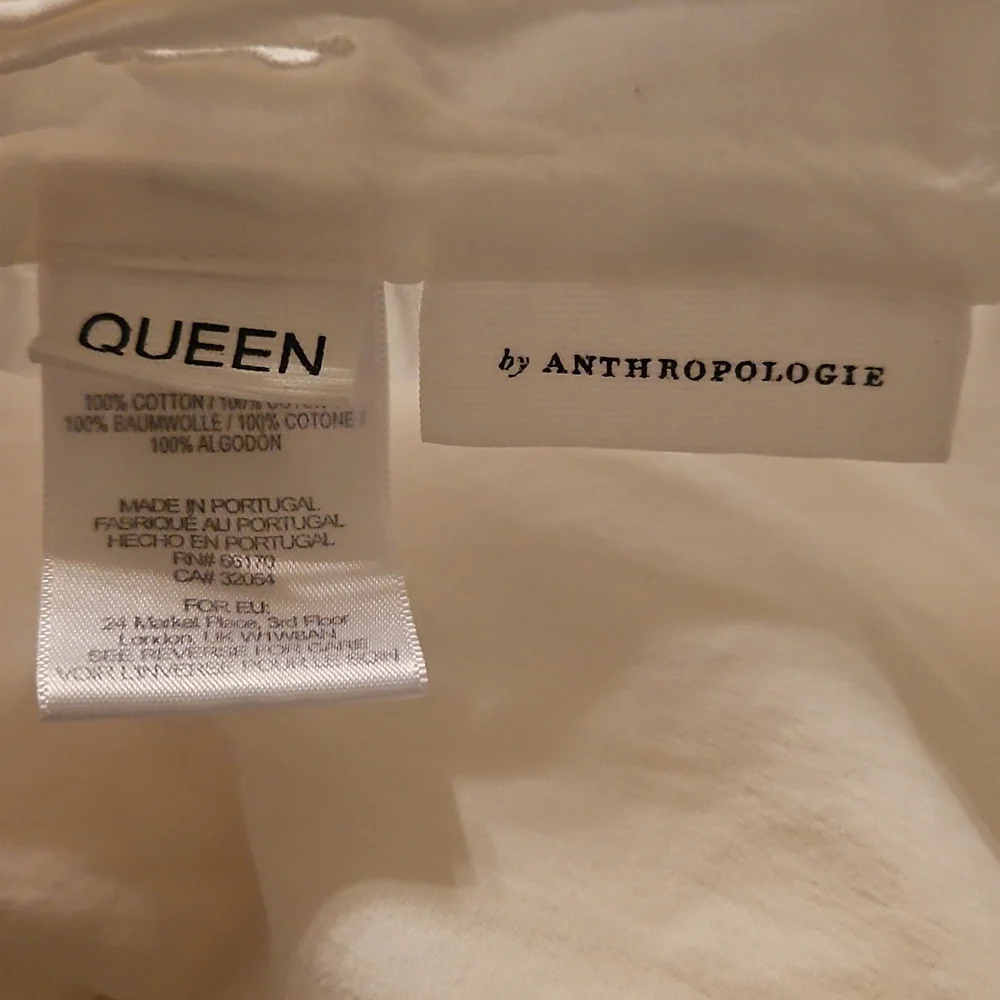 Anthropologie Cream Ruffled Duvet Cover